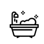 Pictogramme d'une baignoire pour illustrer la prestations nettoyage canin du Salon de toilettage canin lyonnais Instant Truffe