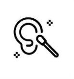 Pictogramme d'un nettoyage d'oreille pour illustrer la prestations nettoyage des oreilles d'un chien du Salon de toilettage canin lyonnais Instant Truffe ,